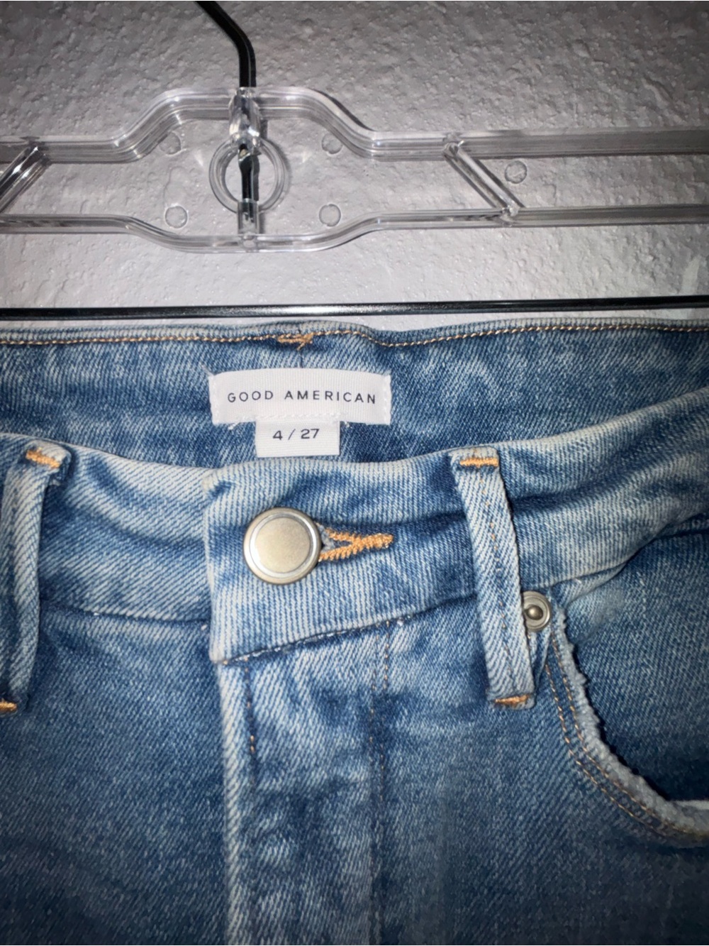 💙 Preloved Good American Distressed Light Blue High Waist Denim